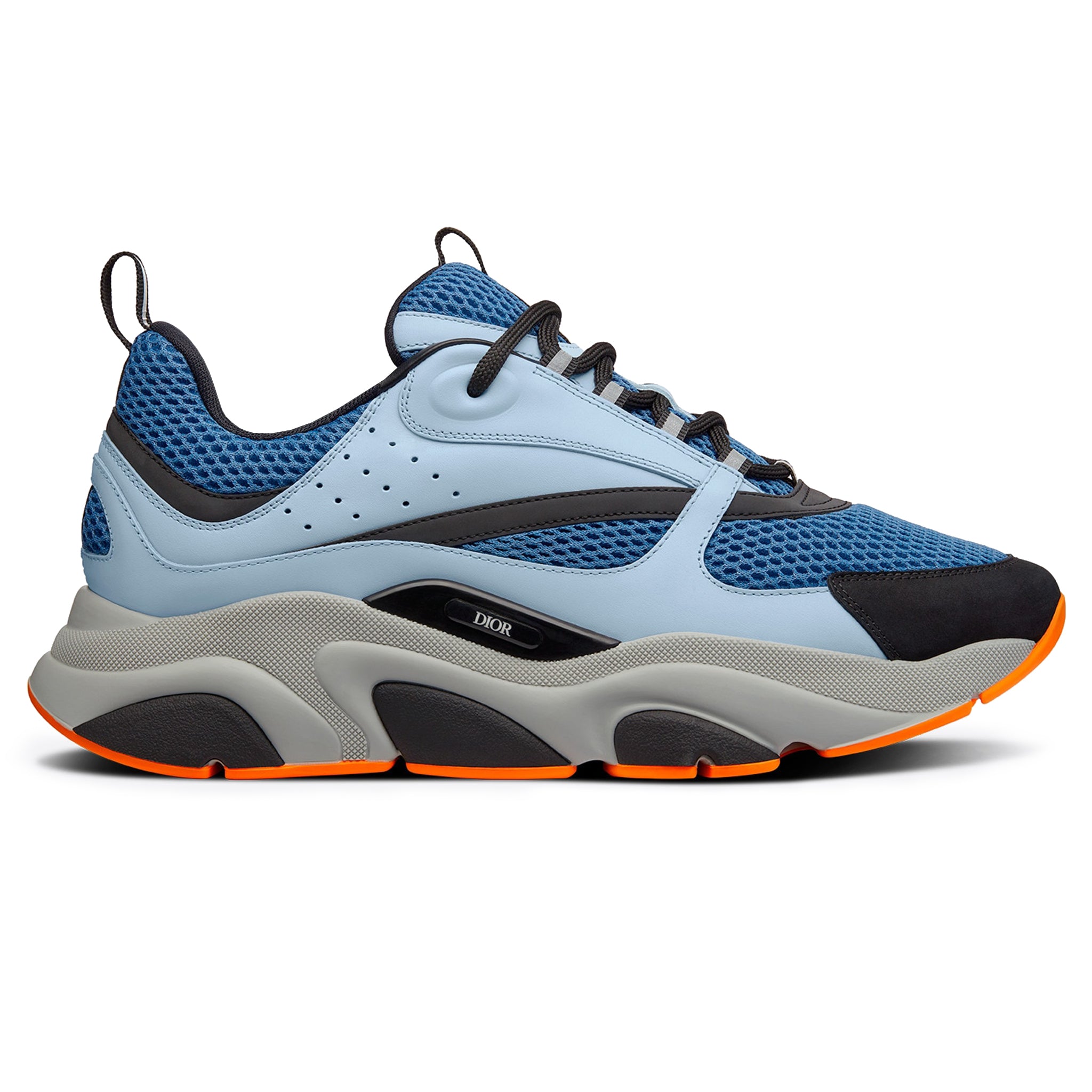 Side View of Dior B22 Blue Grey Calfskin Trainer 3SN231YRK H568